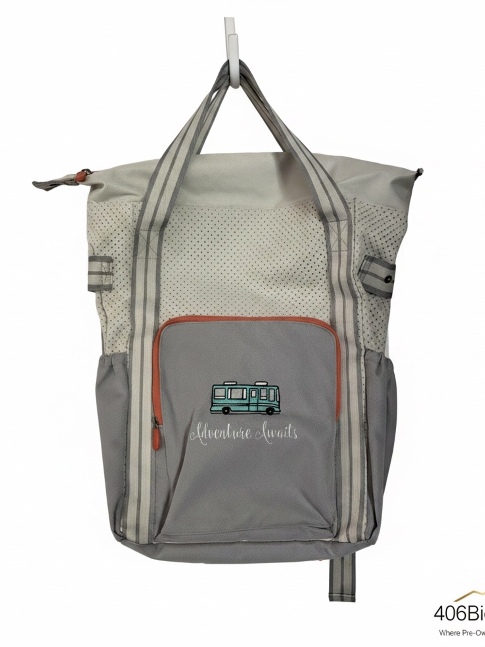 thirty-one Gray and Cream 'Adventure Awaits' Daypack with Teal Accent